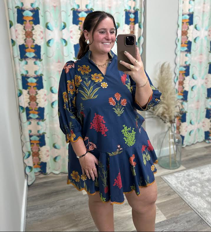 Navy Floral Dress