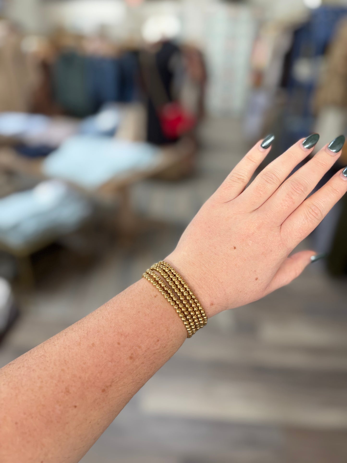 4MM 5 Row Metal Beads Bracelets #3