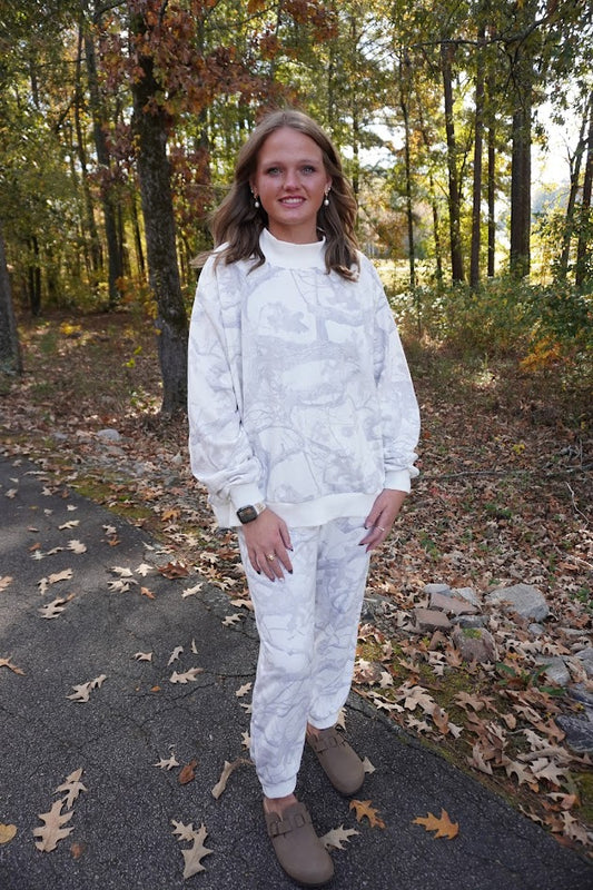 Snow Camouflage Mock Neck Sweatshirt