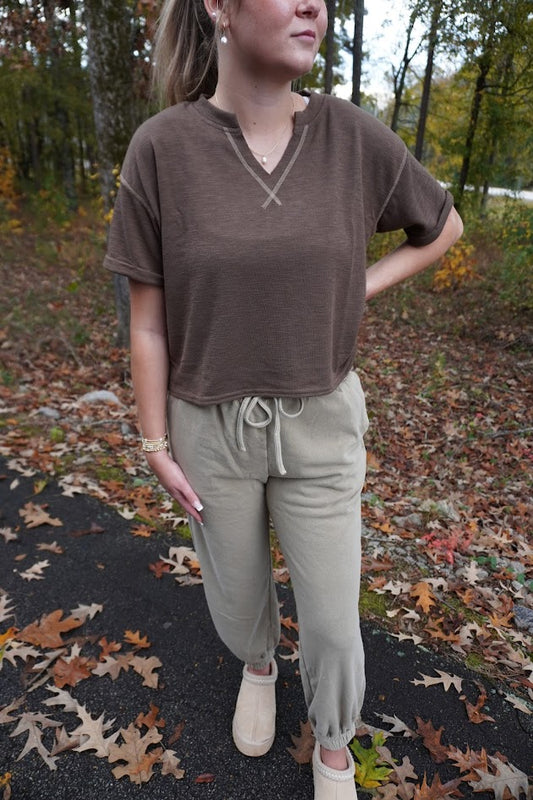 Crop Stitch Comfy Tops