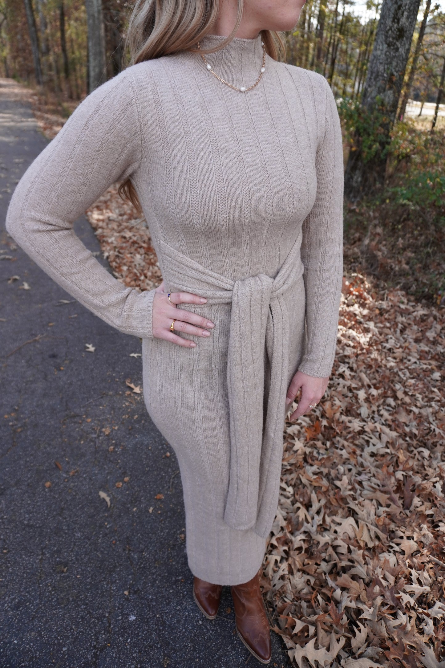 Mocha Mock Neck Sweater Maxi Dress
