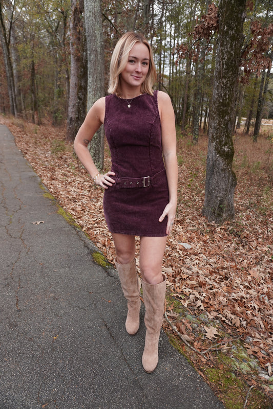 Mulberry Corduroy Mini Dress