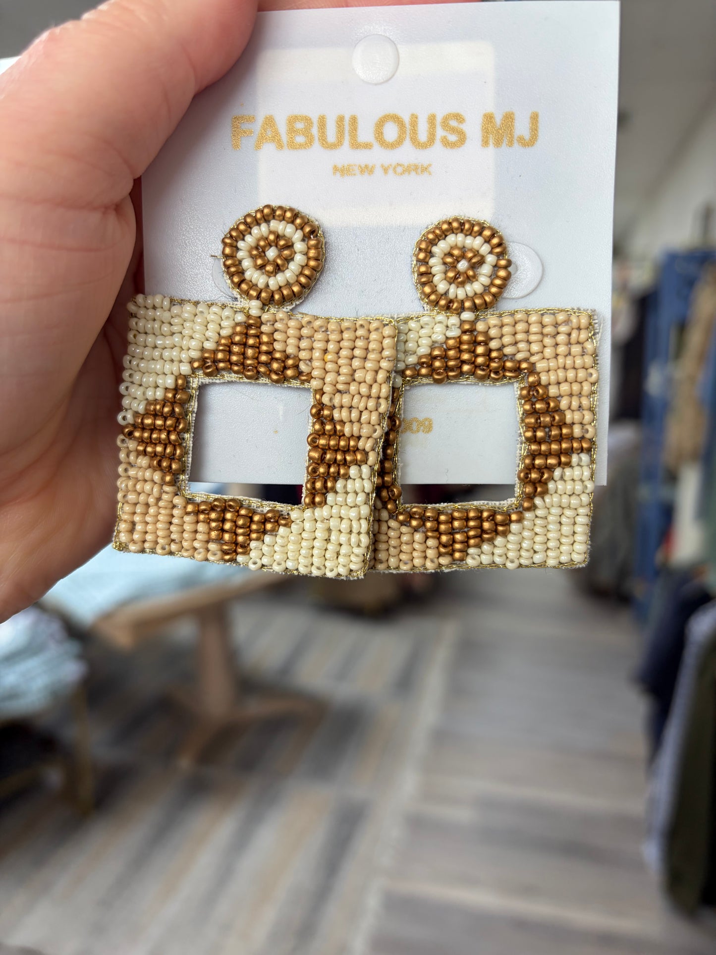 Beaded Square Earrings