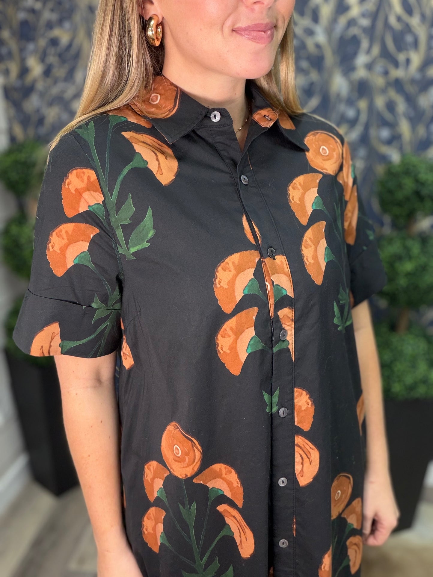 Petal Noir Midi Dress
