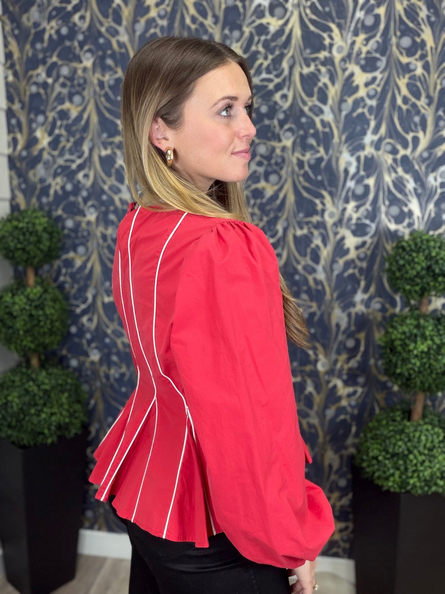 Red Piping Top