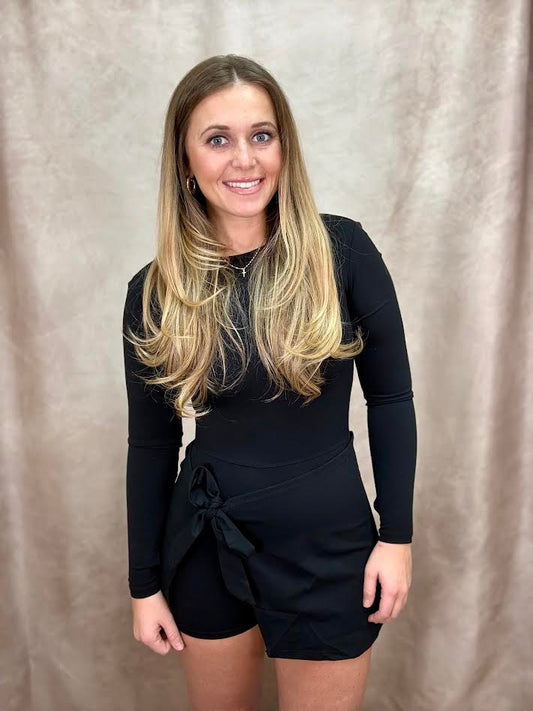 Black Wrap Tie Dress
