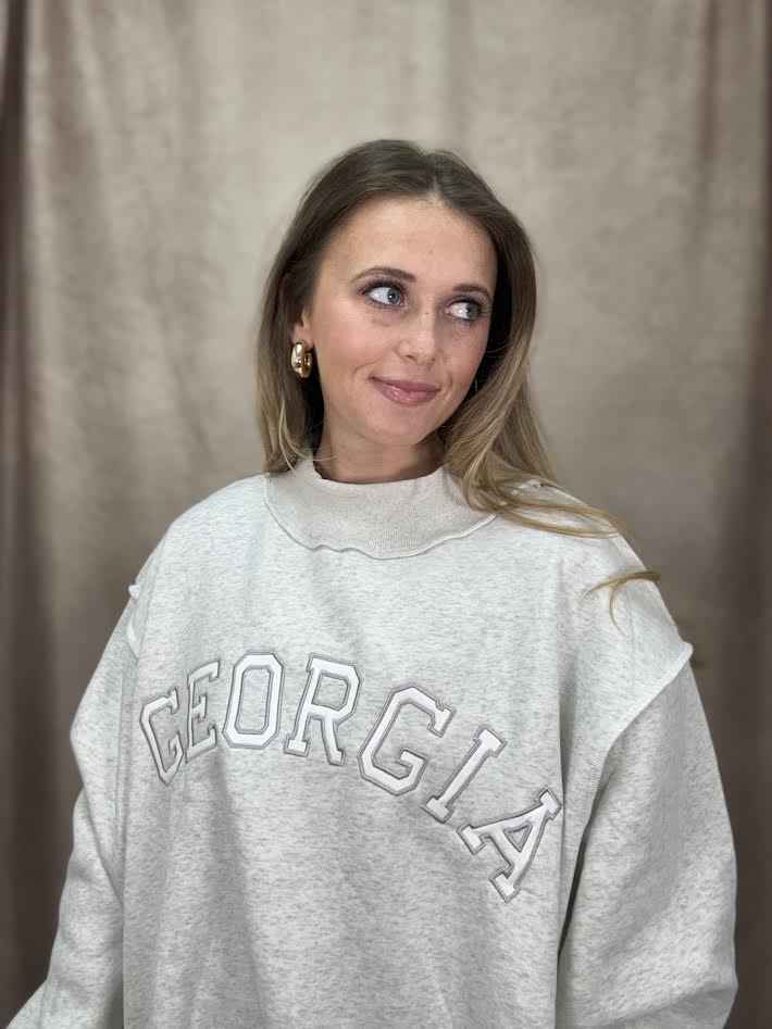 Georgia Embroidered Mock Neck Sweatshirt