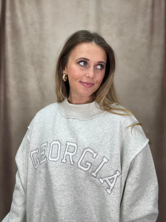 Georgia Embroidered Mock Neck Sweatshirt