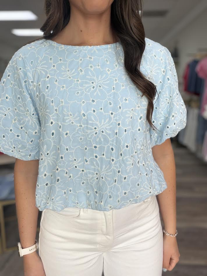 Powder Blue Bloom Top