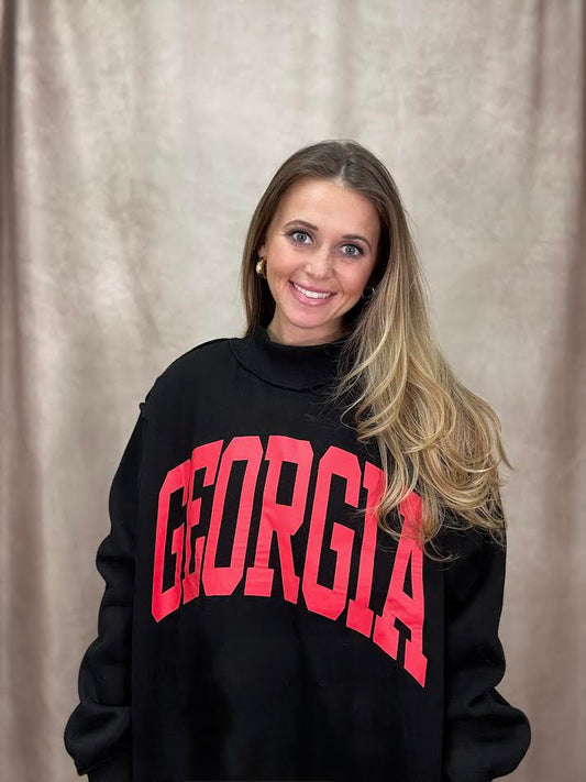 'GEORGIA & GA' PRINT REVERSIBLE MOCKNECK SWEATSHIRT