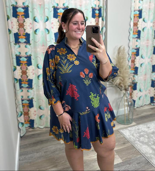 Navy Floral Dress