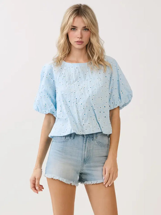 Powder Blue Bloom Top