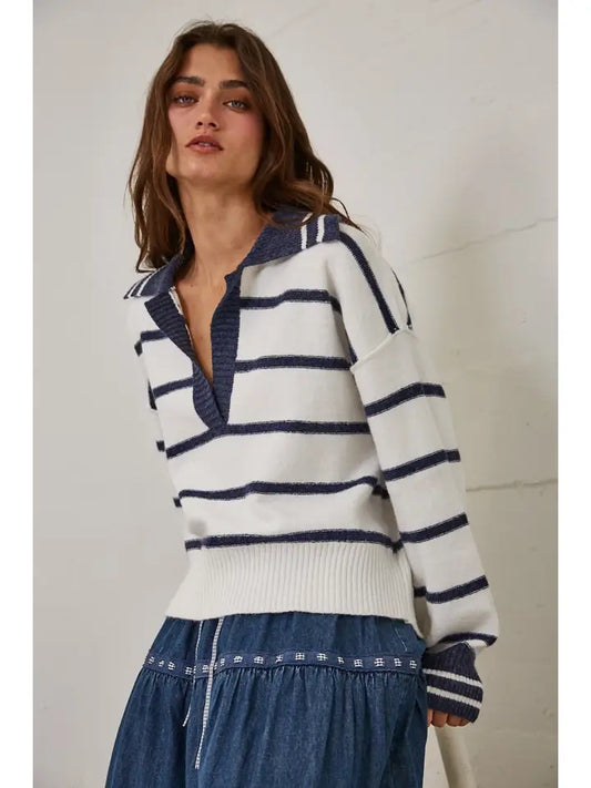 Striped Collared Sweater