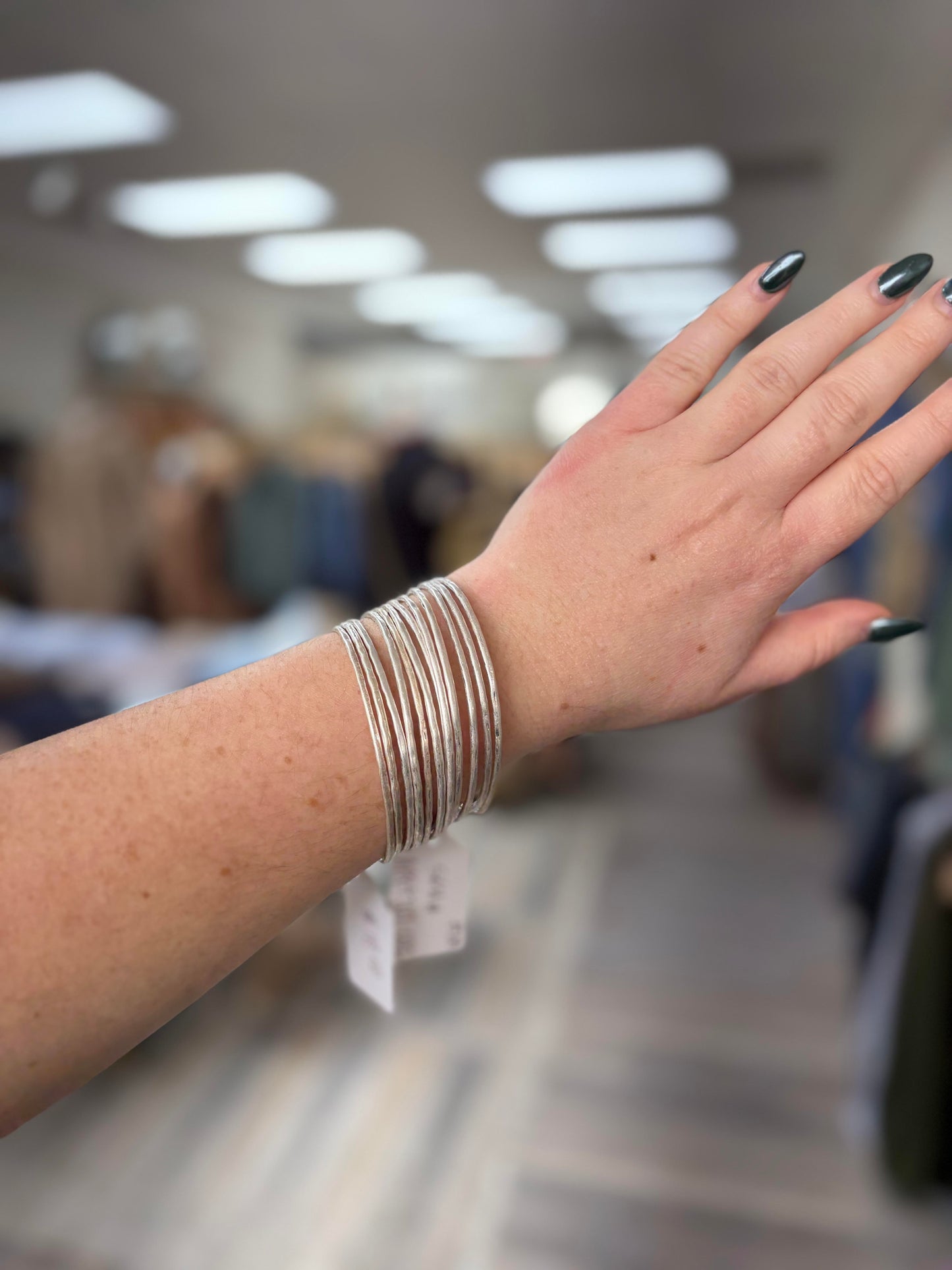 6 Row Textured Metal Bracelet #28