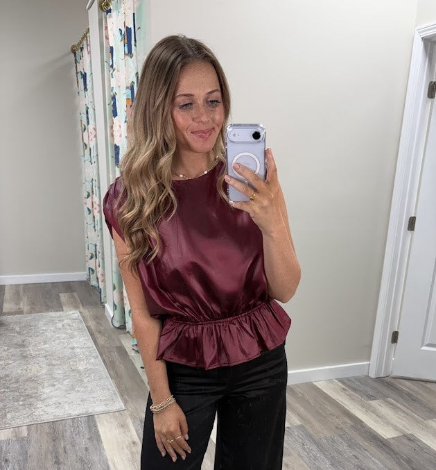 Burgundy Satin Top