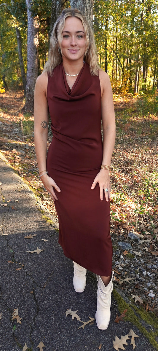 Draped Sleeveless Long Dress