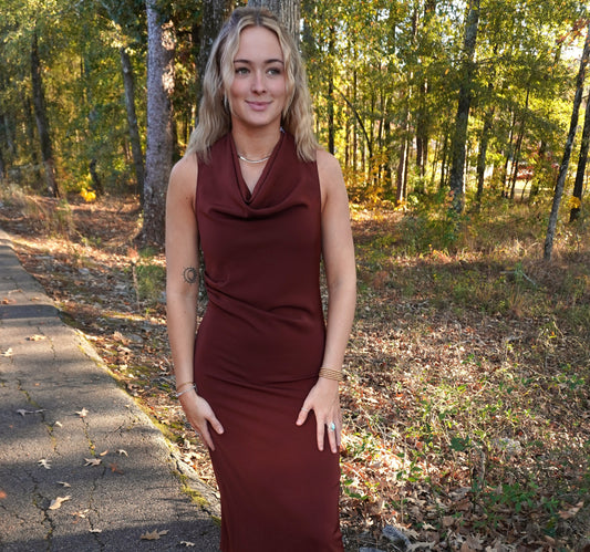 Draped Sleeveless Long Dress