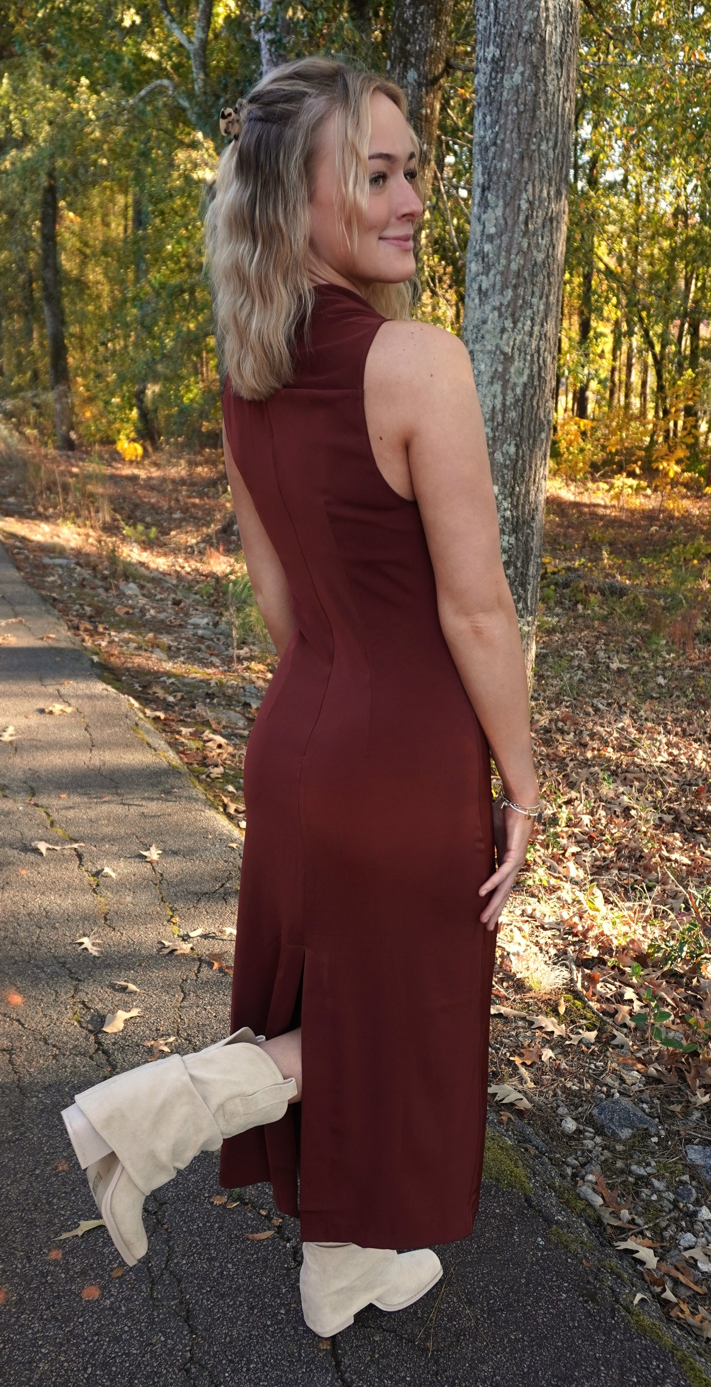 Draped Sleeveless Long Dress