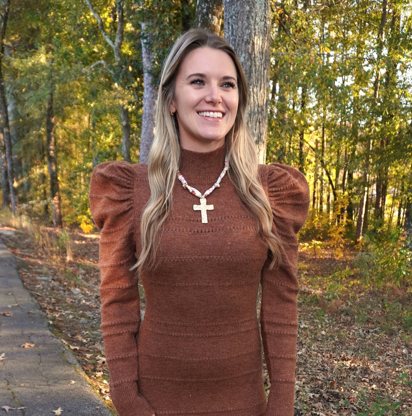 Mock Neck Puff Sleeve Knit Sweater