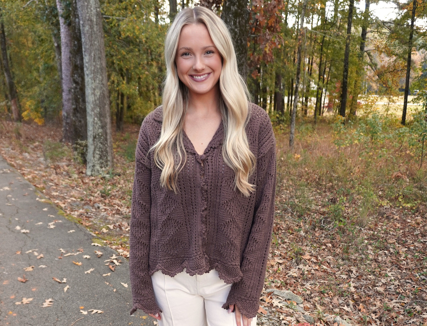Brown Open Knit Sweater