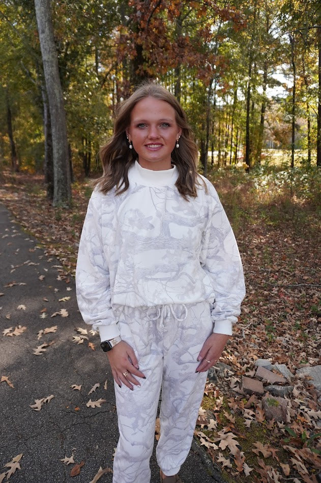 Snow Camouflage Mock Neck Sweatshirt