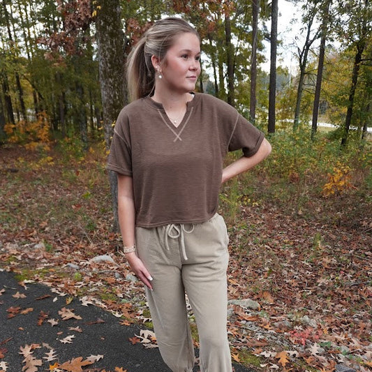 Crop Stitch Comfy Tops