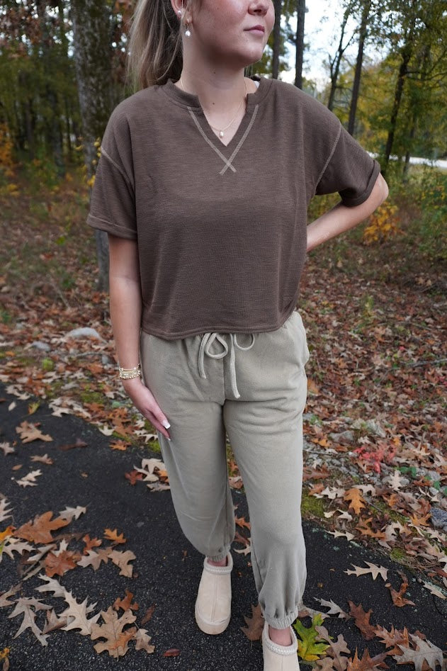 Crop Stitch Comfy Tops