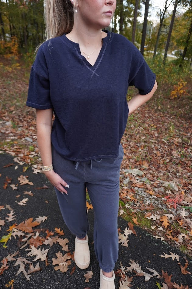 Crop Stitch Comfy Tops