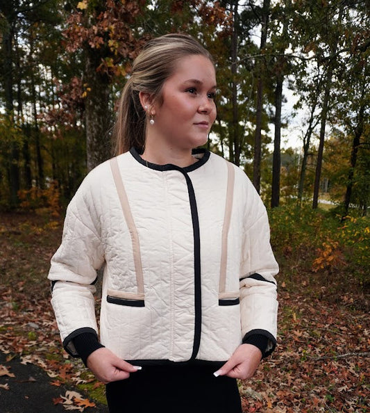 Contrast Strap Detail Quilted Jacket