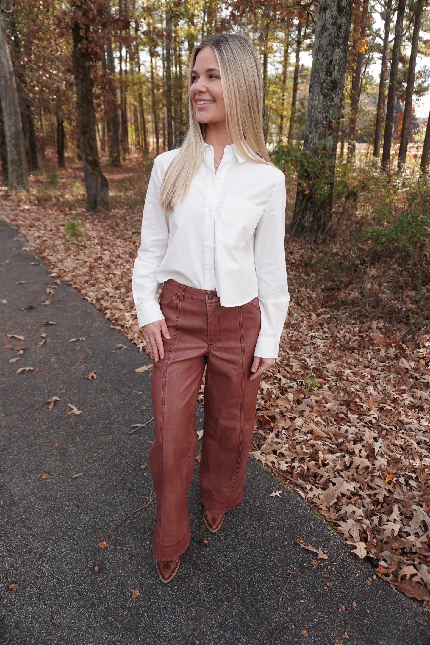 Rose Washed Leather Pants