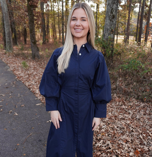 Navy Statement Midi Dress