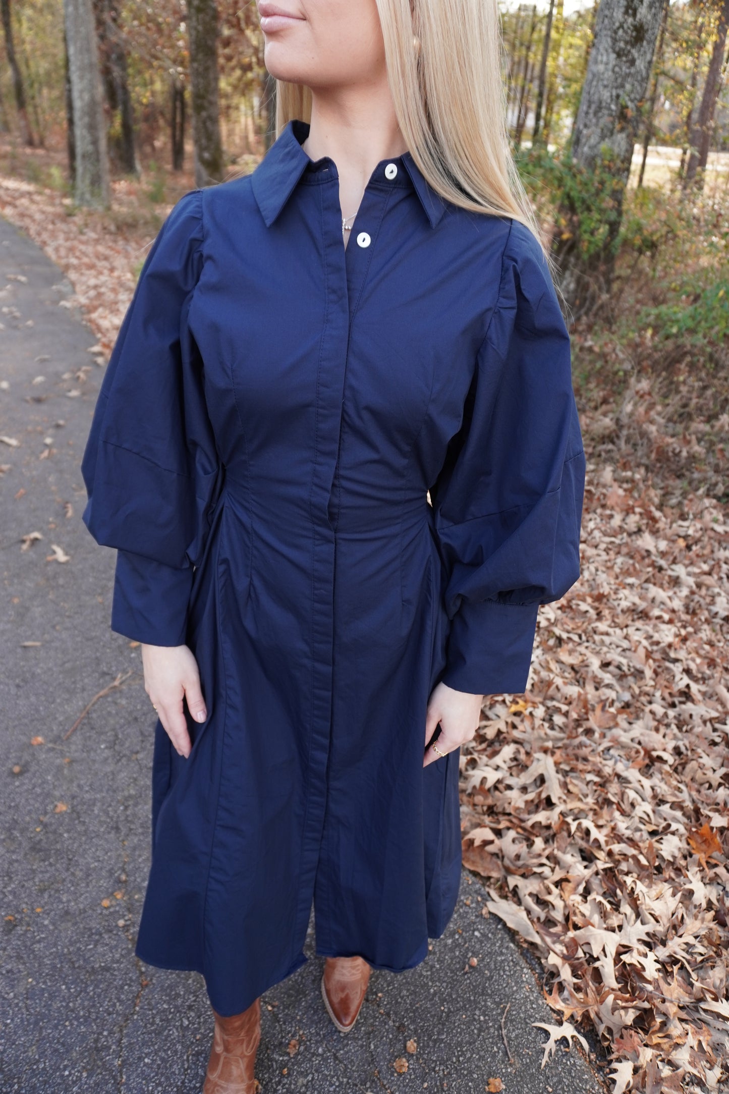 Navy Statement Midi Dress