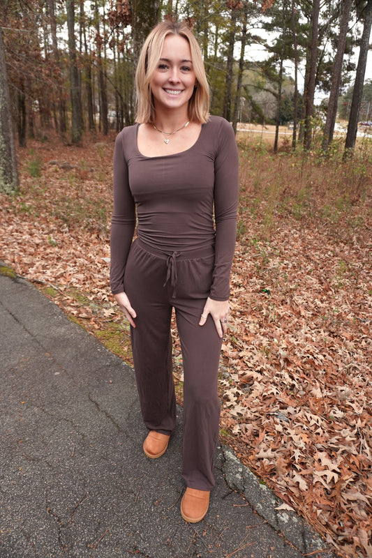 Chocolate Square Neck Jersey SL Tee