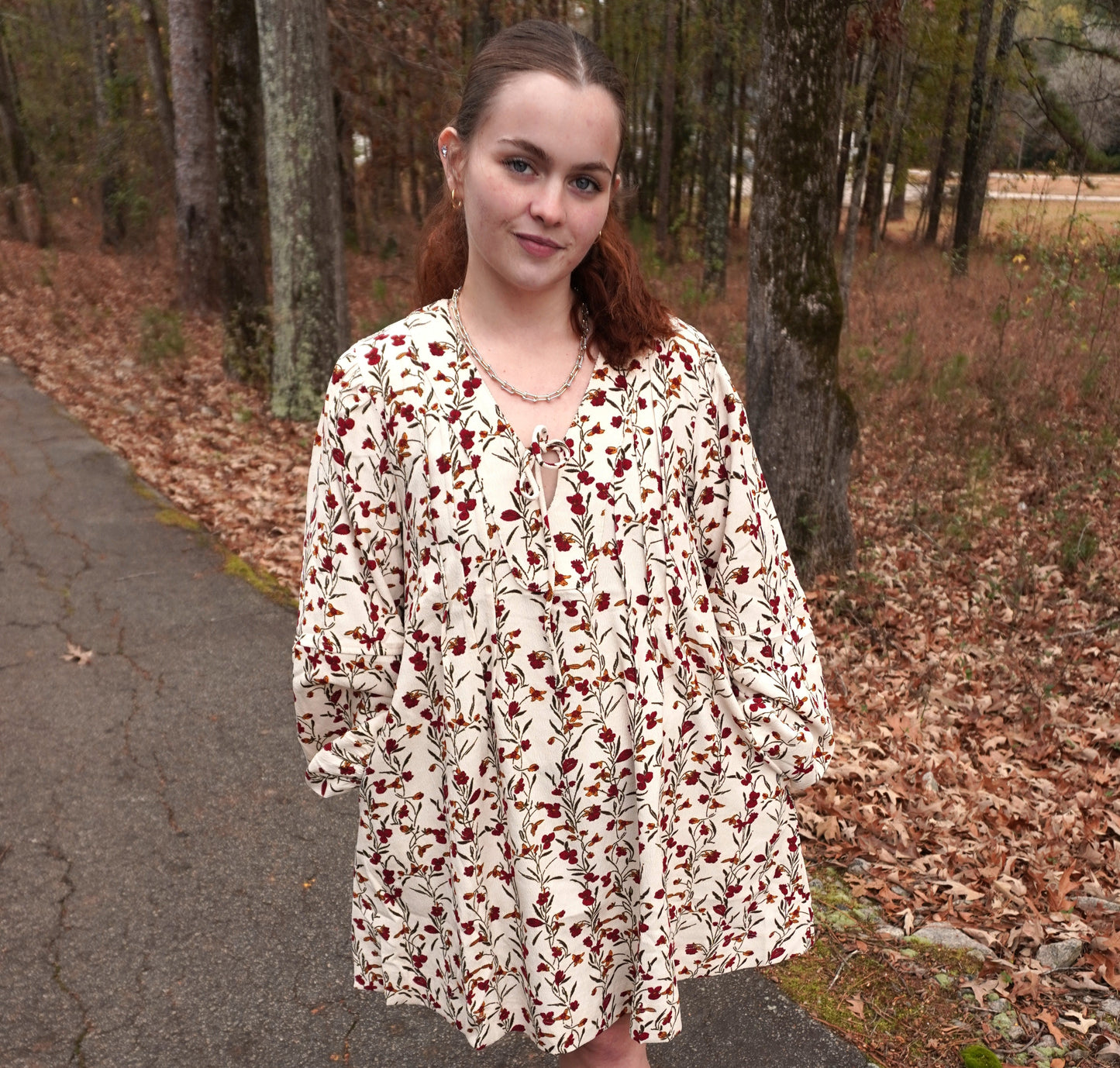 Floral Corduroy Mini Dress