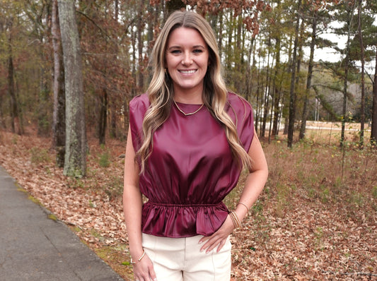 Burgundy Satin Top