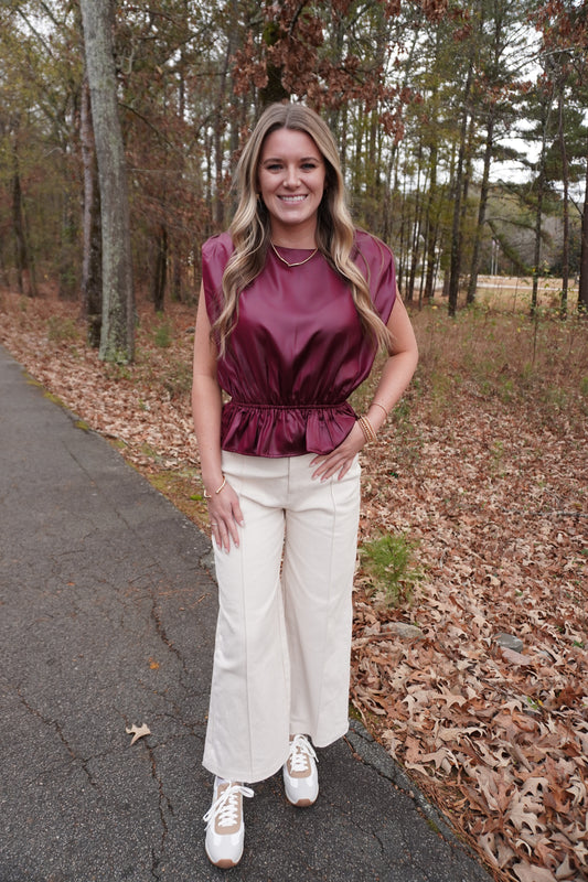 Burgundy Satin Top
