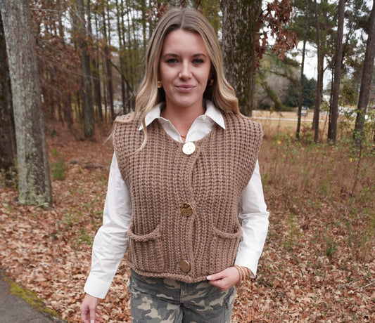 Mocha Chunky Sweater Vest