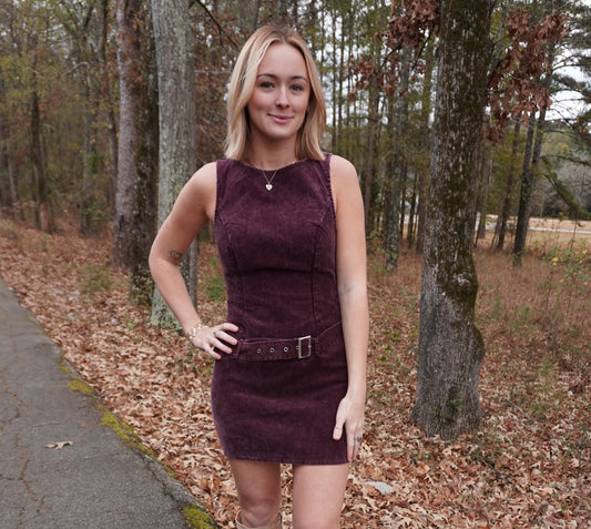 Mulberry Corduroy Mini Dress