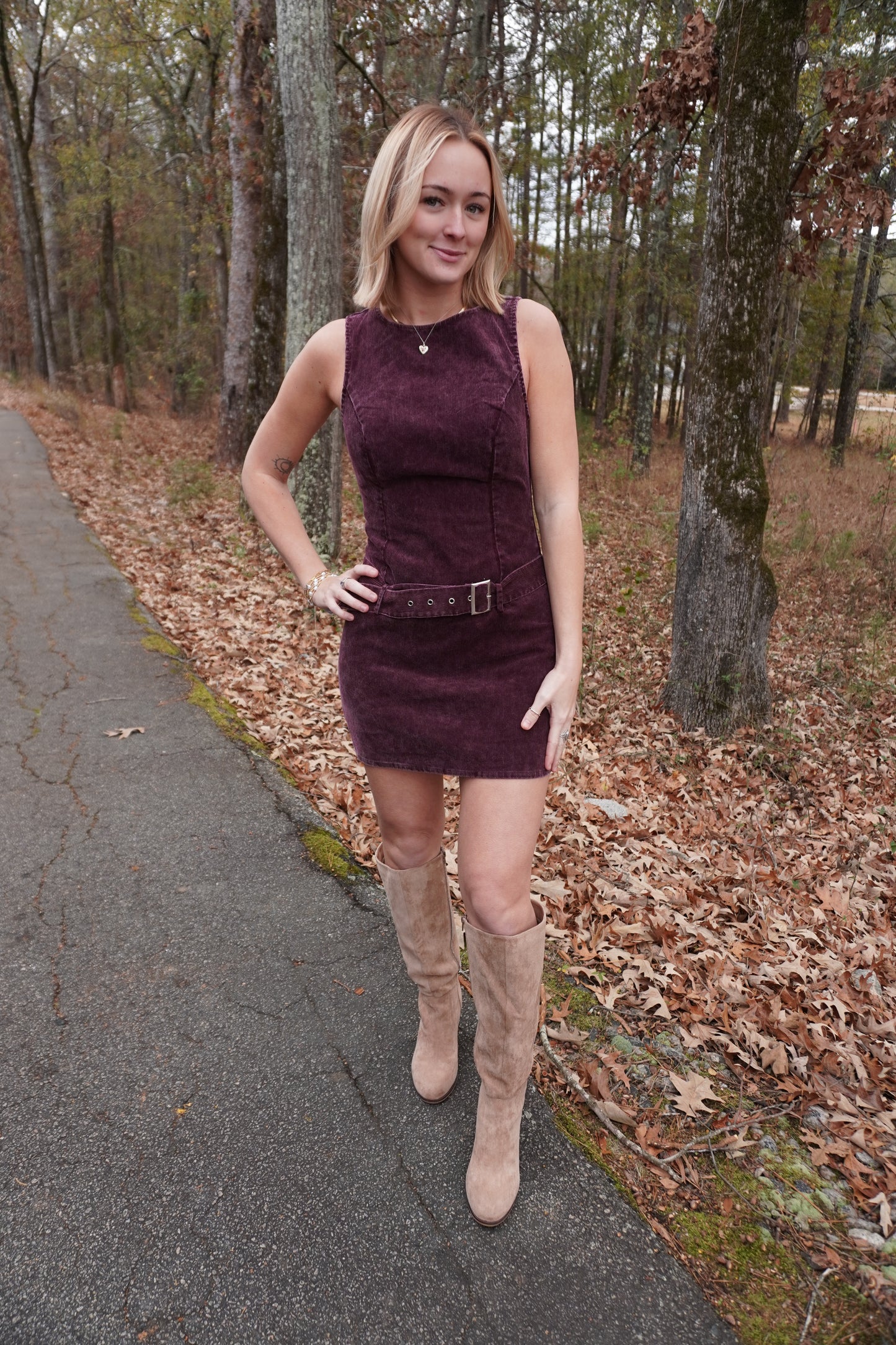 Mulberry Corduroy Mini Dress