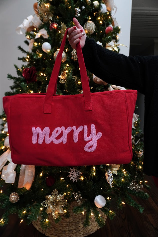 Red & Pink Merry Tote