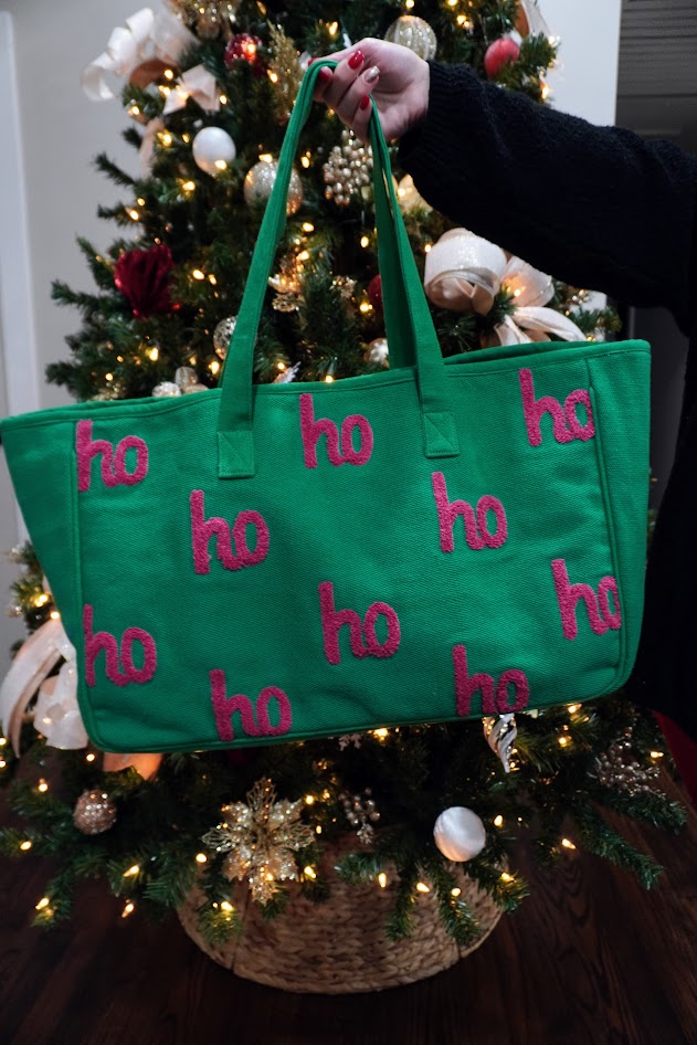 Green & Pink Ho Ho Ho Tote