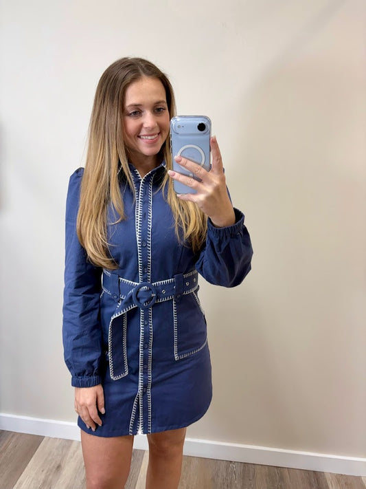 Whipstitch Mini Dress