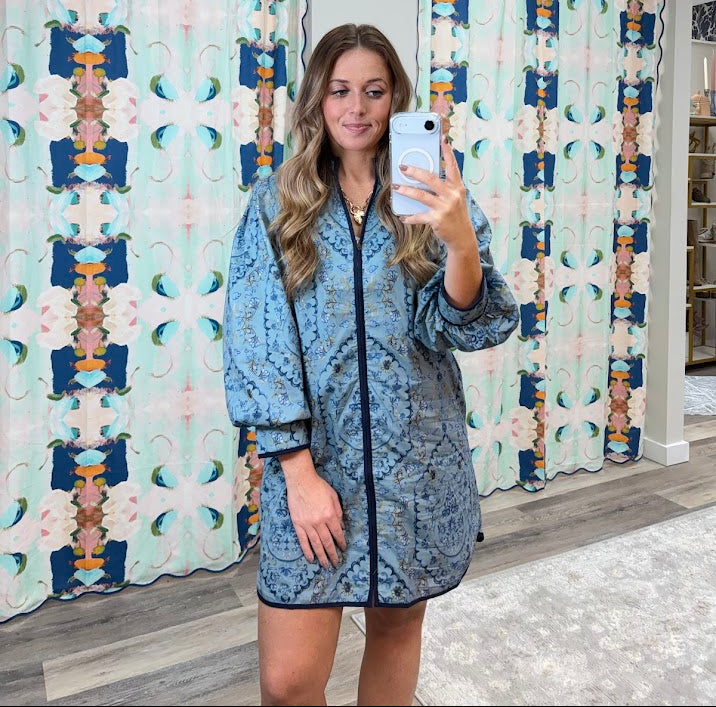 Slate Blue Blossom Dress