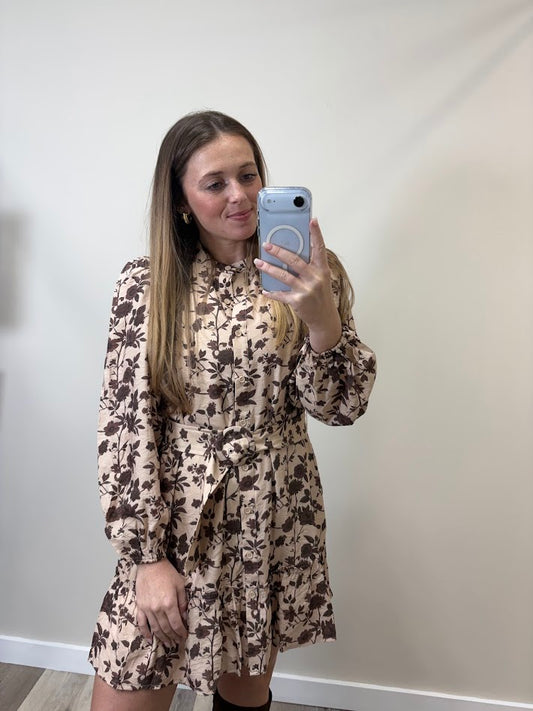 High Neck Floral Mini Dress