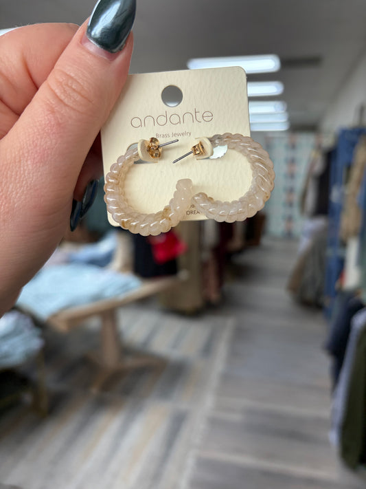 Pearly White Loop Earrings