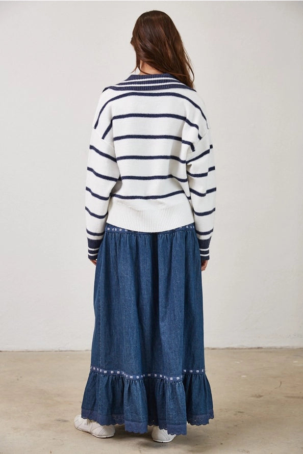 Striped Collared Sweater