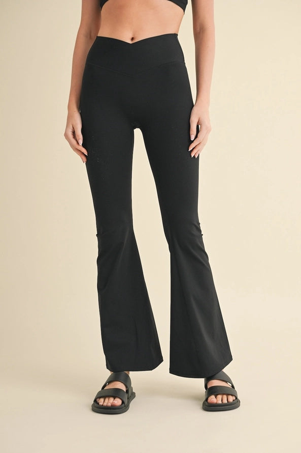 Black Crossover Flare Leggings