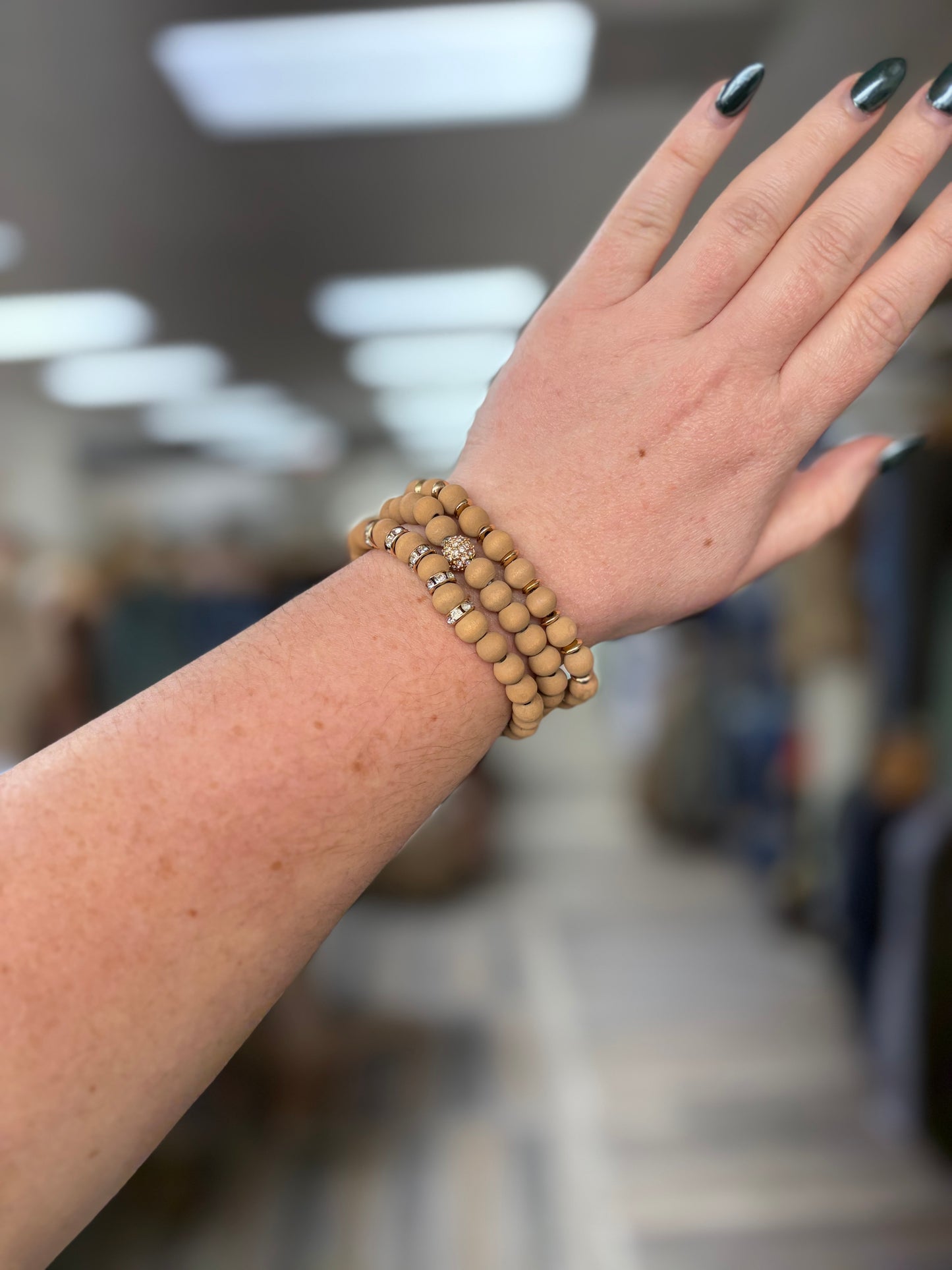 Fireball & Wood Beads Bracelet #16