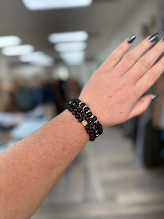 Fireball & Wood Beads Bracelet #17