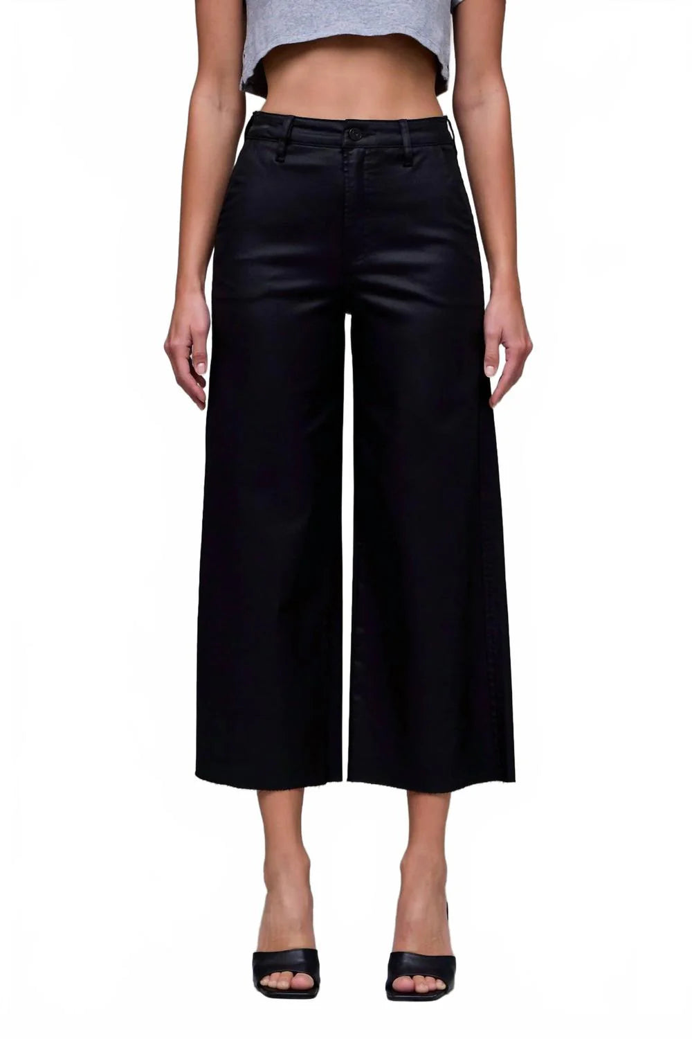 Nori High Rise Crop Wide Leg Black Jeans
